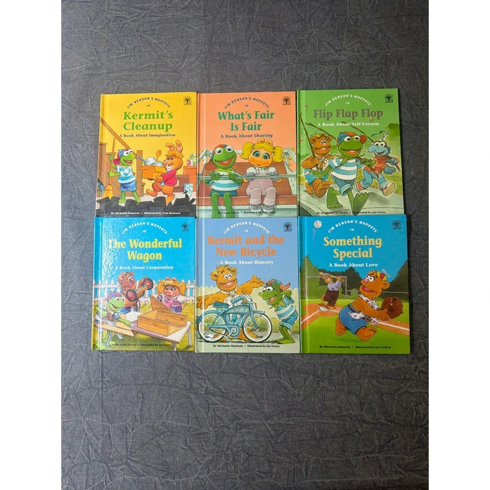 Grolier Muppet Kids Values to Grow On Hardcover Book Lot of 6 Jim Henson 1992